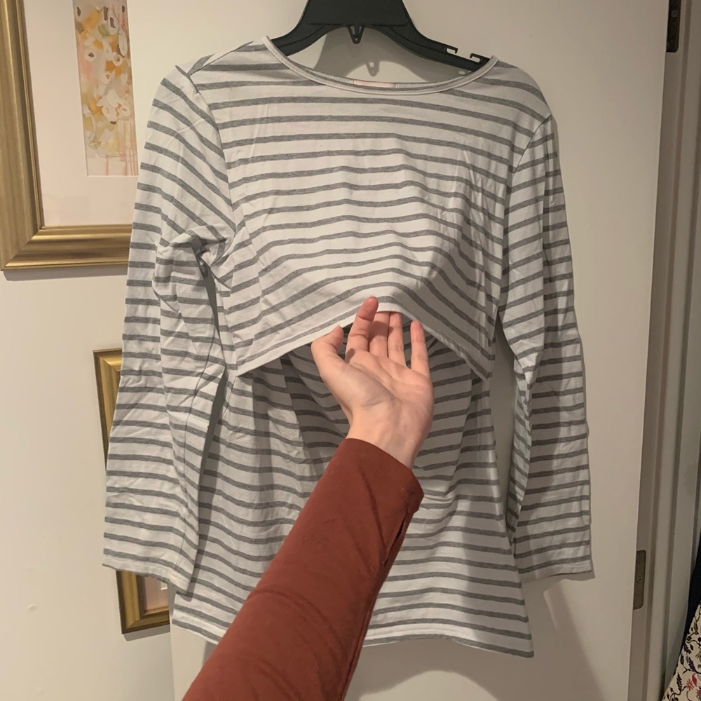 Long Sleeve Maternity Tops for Breastfeeding sz L
